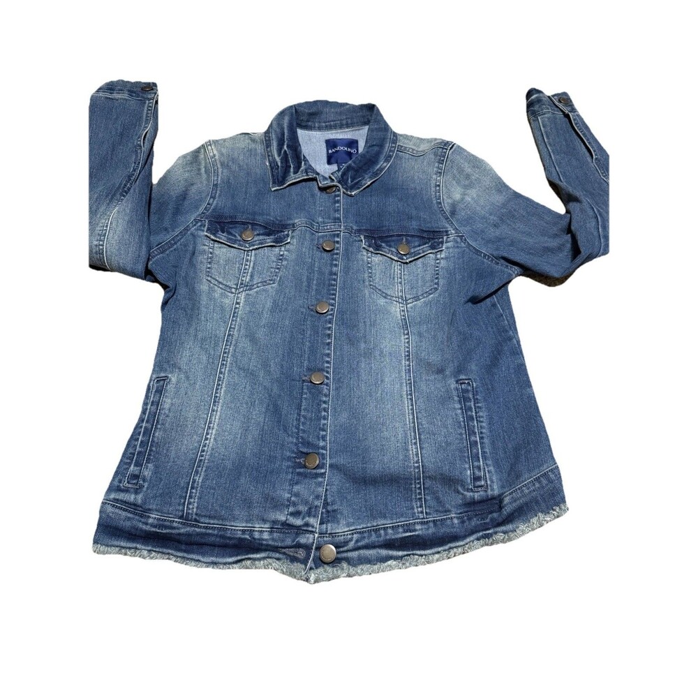 BANDOLINO WM'S PL WASH UNFINISHED HEM CUTE JEAN DENIM JACKET SZ S